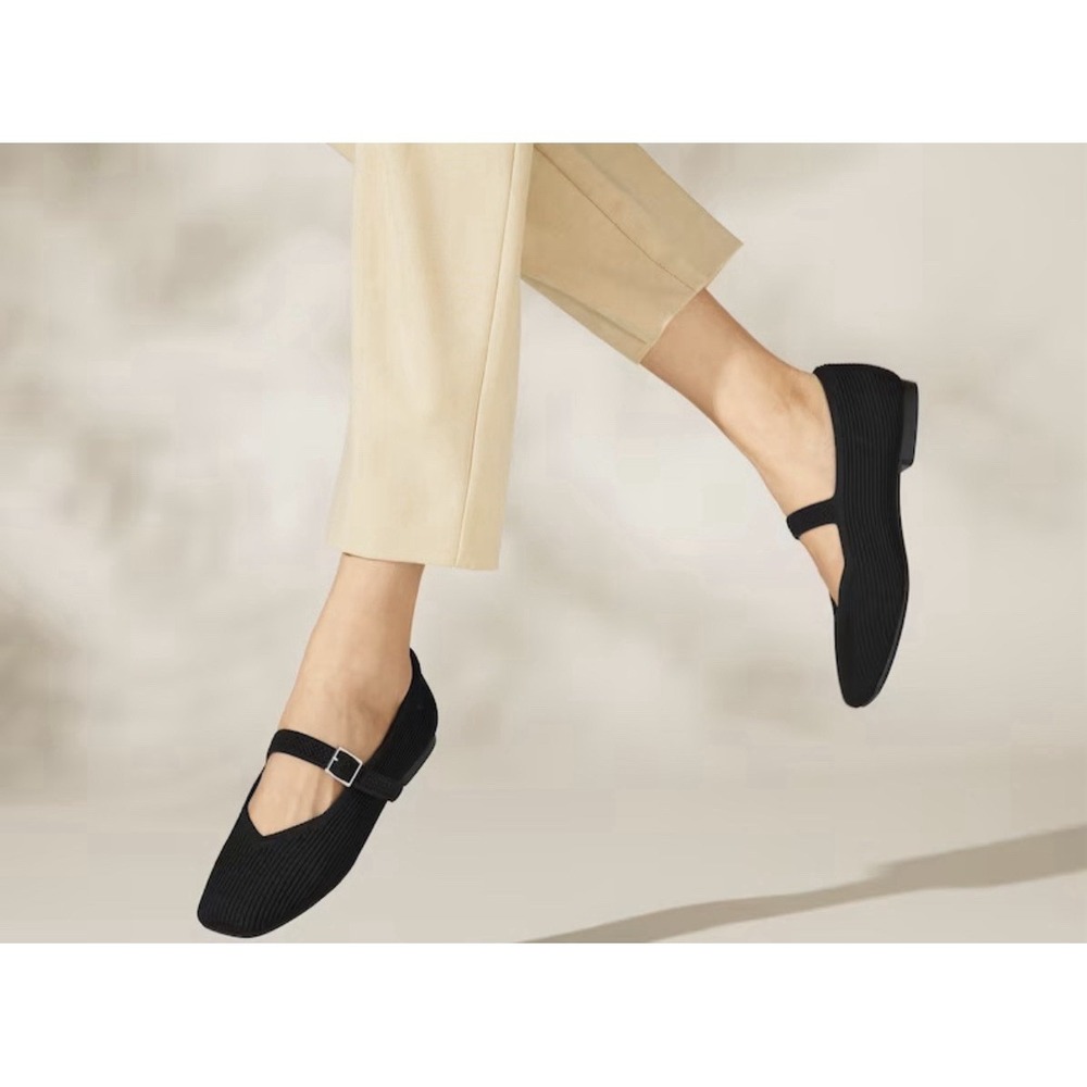 Vivaia Shoes 9.5 US 41 EU Black Women's Margot Mary Jane Mesh Square Toe Flats